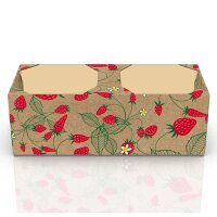 Basket strawberry | cardboard fruit punnet | berry basket with print | 1 kg | 259x109x89 mm