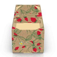 Basket strawberry | cardboard fruit punnet | berry basket with print | 1 kg | 259x109x89 mm