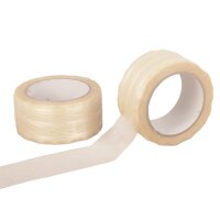 Fadenverstärktes PVC-Klebeband | Transparent | starke Haftung | Packband | 50 mm x 66 lfm