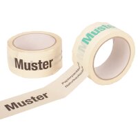 Printed paper adhesive tape, tear-resistant, 50 mm x 50 m, 2c print, white