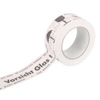 Papier-Klebeband Vorsicht Glas | Warnklebeband weiß...