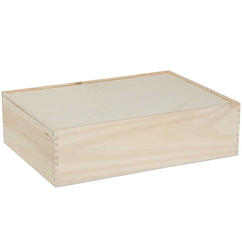Holzkiste 3er Schiebedeckel | 365 x 260 x 95 mm | für 3 Flaschen à 0,75 l