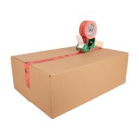 Papier-Klebeband Vorsicht Glas | Warnklebeband rot | Packband bedruckt | 50 mm x 50 lfm