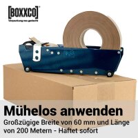 Nassklebeband fadenverstärkt | Papier-Packband braun | Aktivierbare Klebkraft | 60 mm x 200 lfm