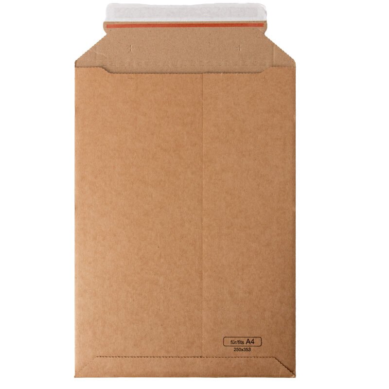 Cardboard mailer 250x353x-50 mm brown (DN A4) | Rigid mailing envelope flat pack