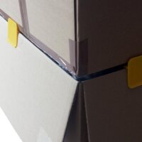 Kartonklammer Gelb | Fixierklammer für Karton-Deckel | Karton-Halteclip | 70x70x17 mm
