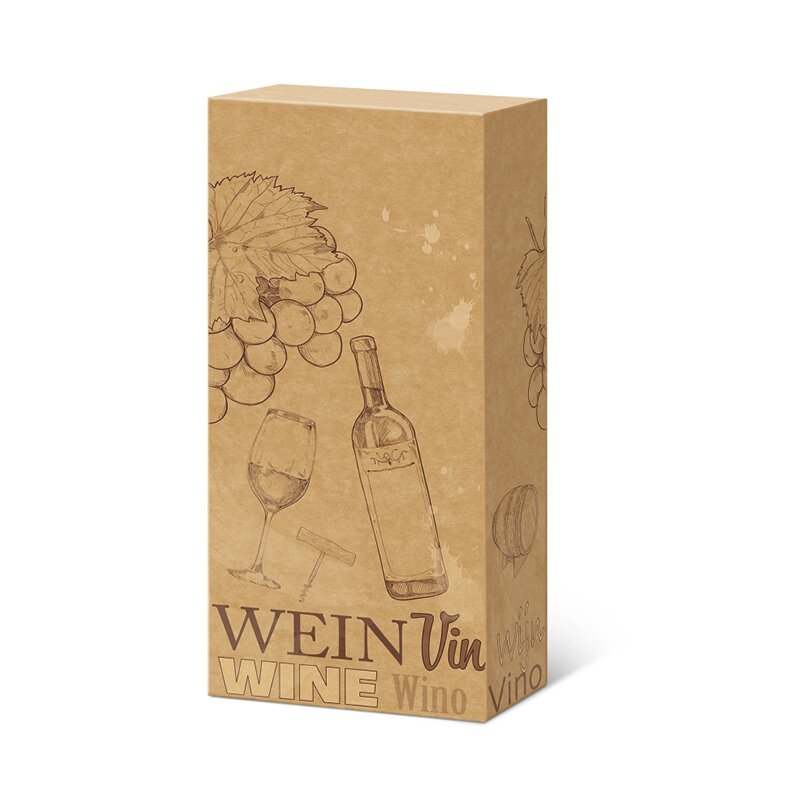 2er Präsentkarton Pure Line Naturell | 2 Wein-/Sektflaschen | 162x78x360 mm