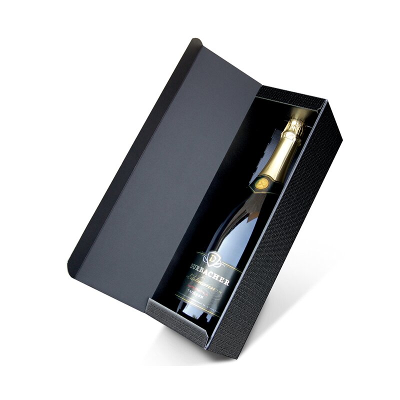 Präsentkarton Struktura VITA Schwarz | 1 Magnumflasche | 124x116x405 mm | Professionelle Geschenkverpackung