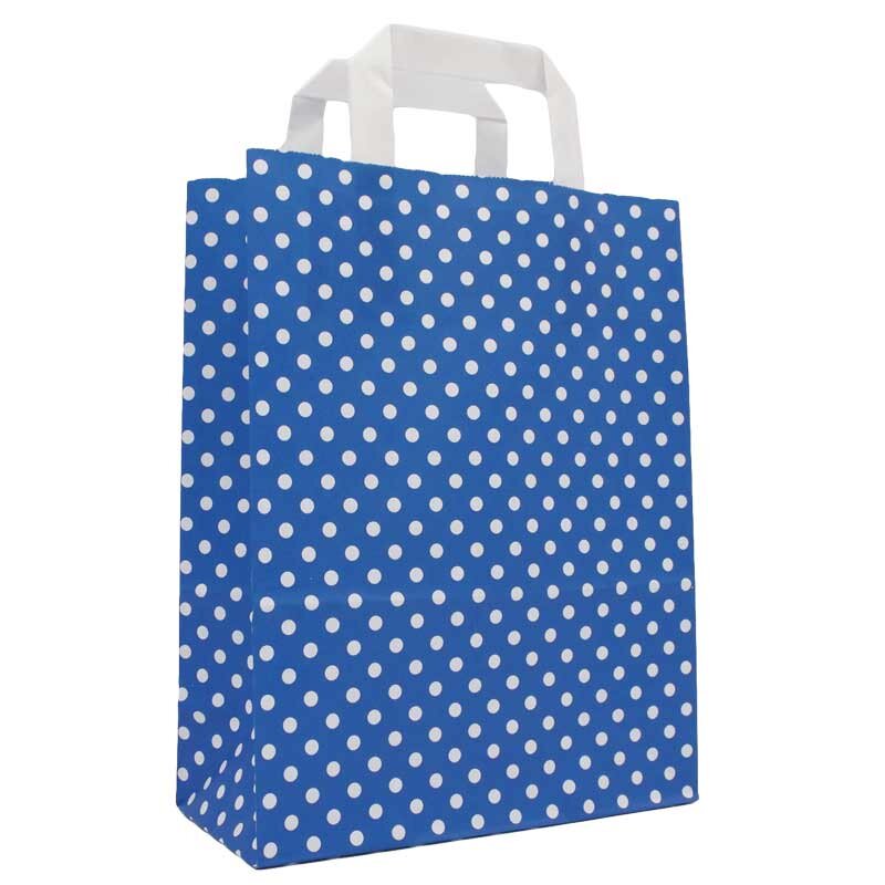 Papiertragetasche 180x80x220 mm dunkelblau + weiße Punkte | Professionelle Geschenkverpackung