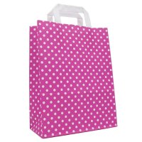 Papiertragetasche 180x80x220 mm pink + weiße Punkte...