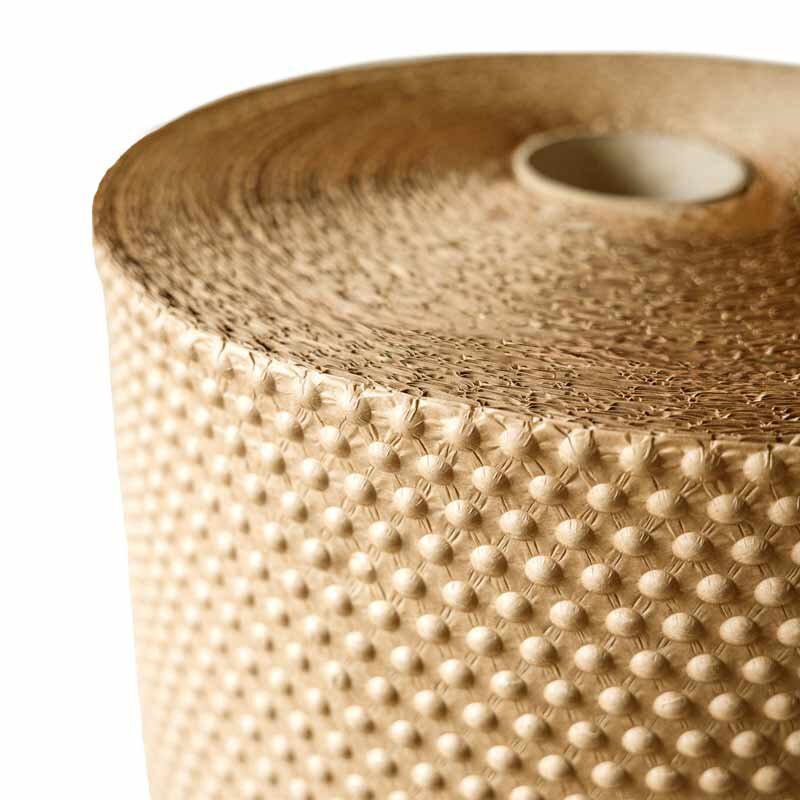 Luftpolsterfolie aus Papier zweilagig | Papier-Noppenfolie | Polstermaterial braun | 350 mm x 100 lfm