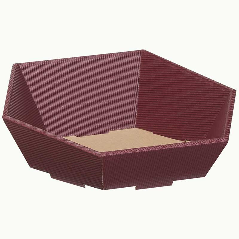 Präsentkorb Wellenstruktur Sechseck Aubergine | Geschenkkorb sechseckig | 200x168x85 mm