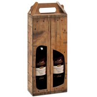 Tragekarton Holz Rustikal | 2 Wein-/Sektflaschen |...