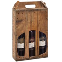 Tragekarton Holz Rustikal | 3 Wein-/Sektflaschen |...
