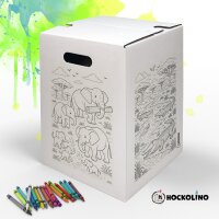 Hockolino ‘Safari’ - childrens cardboard stool to colour in | lion | elephant | stool for childrens birthday party / gift