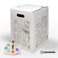 Hockolino ‘Safari’ - childrens cardboard stool to colour in | lion | elephant | stool for childrens birthday party / gift