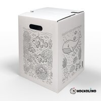 Hockolino “Underwater world” - childrens cardboard stool for coloring | sea animals | whale, fish, turtle stool for theme party / giveaway