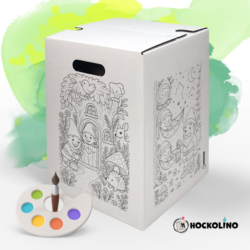 Hockolino | DIY-Coloring Stool | Forest Gnomes | 300x300x420 mm