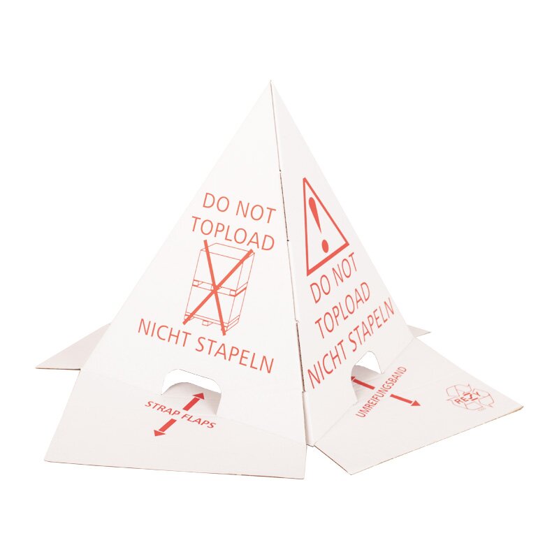 Palettenhütchen Stapelschutz | Stapelschutz-Pyramide | Nicht stapeln Warnhinweis | 200x200x270 mm