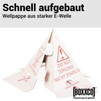Palettenhütchen Stapelschutz | Stapelschutz-Pyramide | Nicht stapeln Warnhinweis | 200x200x270 mm