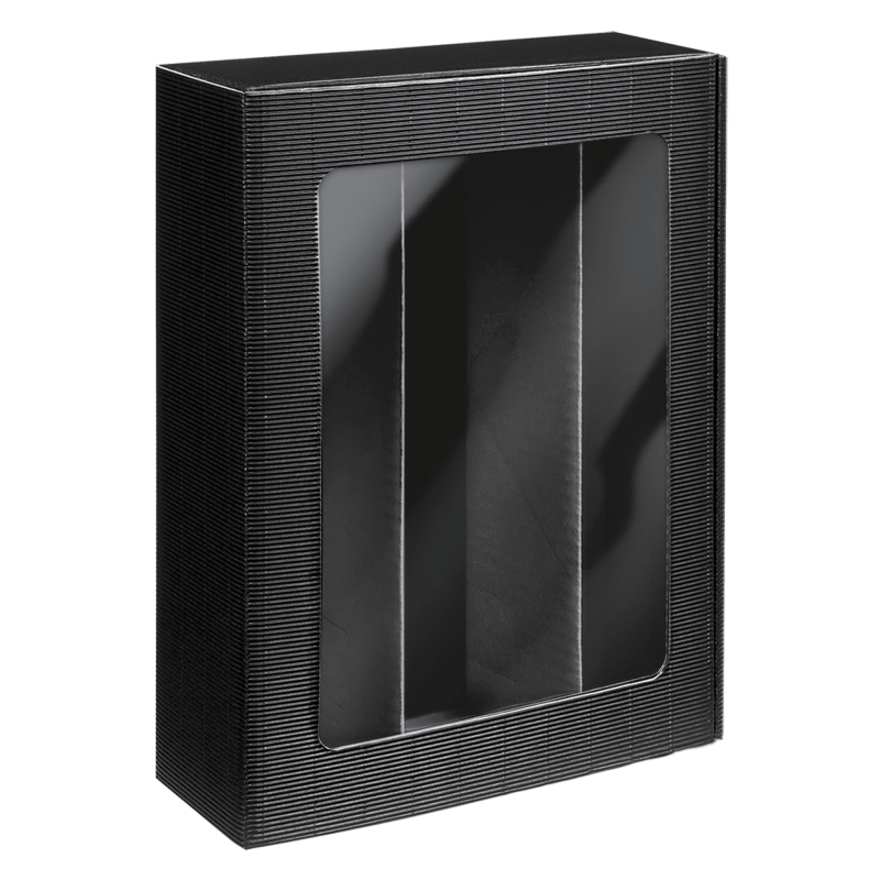 Gift box Black Passepartout | Window | 3x 0.75l | 360x250x95 mm | Professional gift packaging