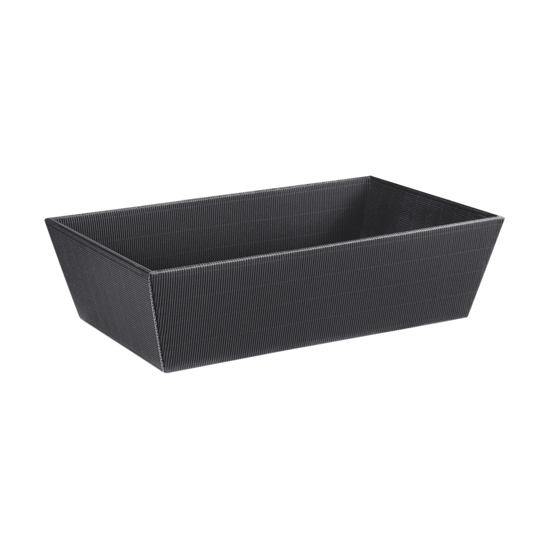 Präsentkorb viereckig Wellenstruktur Anthrazit mittel | Geschenkkorb gewellt | 336x196x110 mm