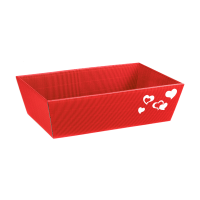 Präsentkorb viereckig Herz Rot mittel | Geschenkkorb...