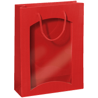 3-bottle gift bag corrugated red with window | 255 x 85 x...