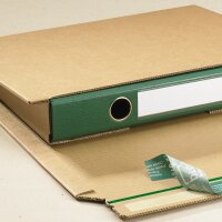 Ordnerverpackung braun 320x290x35-80 mm | Höhenvariable Wickelverpackung | Stabiler Buch- und Ordnerversand