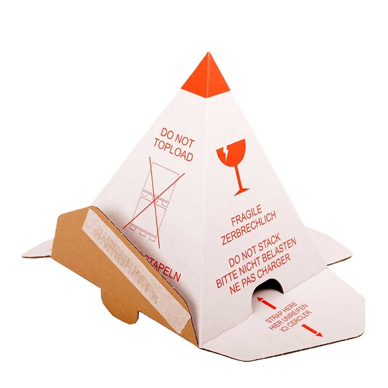 Palettenhütchen mit Selbstklebestreifen | Stapelschutz-Pyramide selbstklebend | Nicht stapeln Warnhinweis | 200x200x245 mm