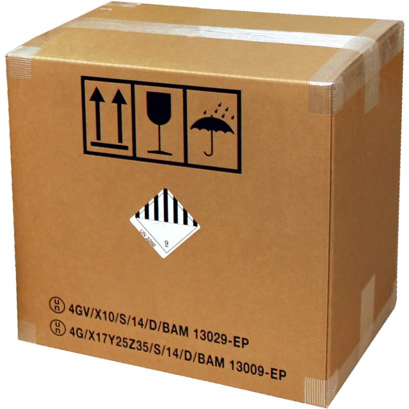 Dangerous goods packaging 390x390x430 mm | Certified UN-certified corrugated shipping carton I FEFCO 0201