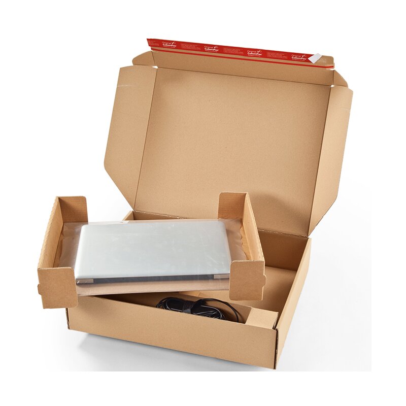 Laptop shipping box 490x412x109 mm brown | Notebook postal box with universal inlay
