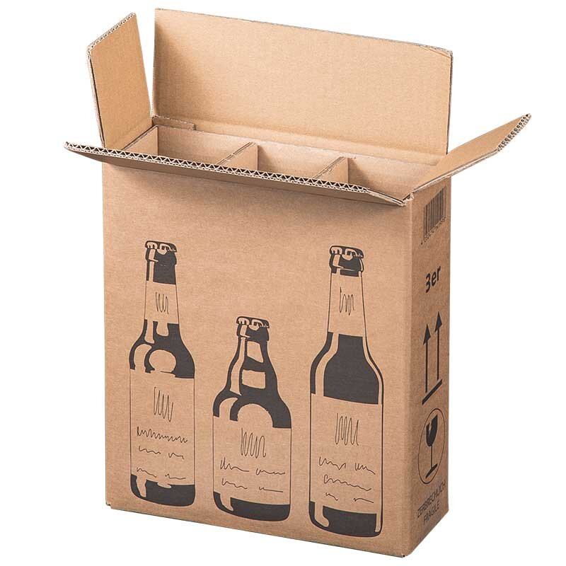 Beer shipping box for 3 bottle 0,33 - 0,5 L | 255x88x288 mm