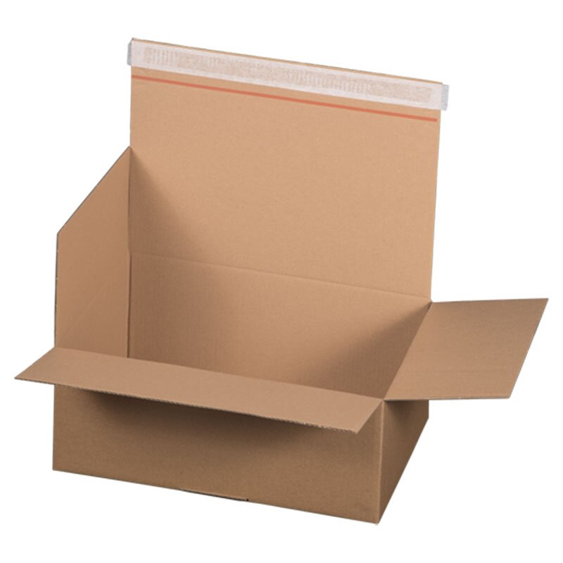 Automatic bottom box 350x256x135 mm single wall | Crash-lock carton with self-sealing tape I FEFCO 0701