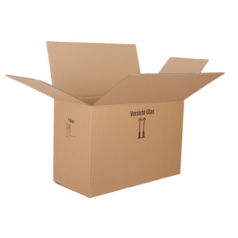 BOXXwell Flaschenkarton ohne Gefache | 18 Flaschen 0,75 - 1 L | 610x285x380 mm